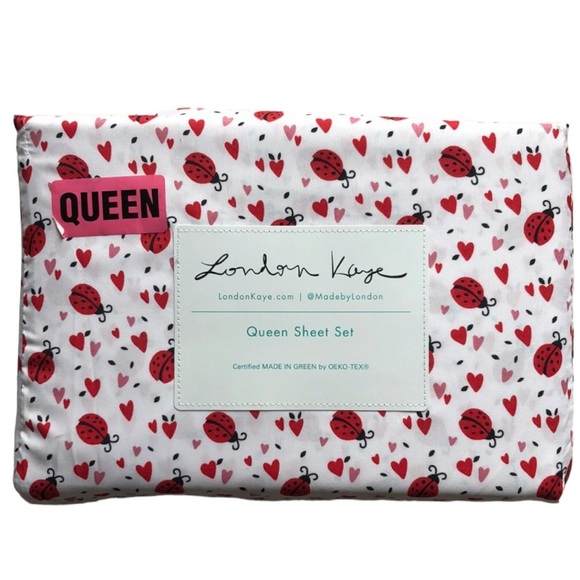 london kaye Bedding London Kaye Ladybug Hearts Valentines Day Queen Sheets Poshmark